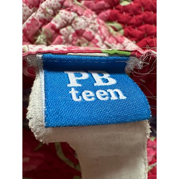 Pottery Barn teen Handcrafted Quilt Block Print vintage pink floral girls cotton - Picture 14 of 16